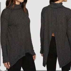 Free People Charcoal Gray Turtleneck Blouse